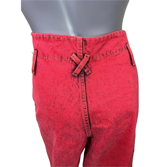 Vtg Bill Blass Jeans 10 Red High Waist Tapered Pleated Acid Wash Distressed - Picture 2 of 11